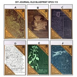 DIY JOURNAL OLD BLUEPRINT 8PCS 113 TZ2208BBS